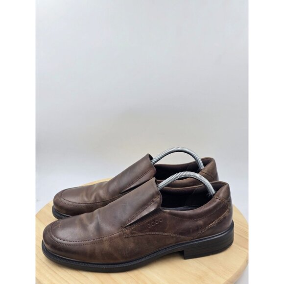 Ecco Loafers Shoes Mens Brown Brown Leather Slip On Casual Eu 43 U.S 9-9.5 - Picture 2 of 8